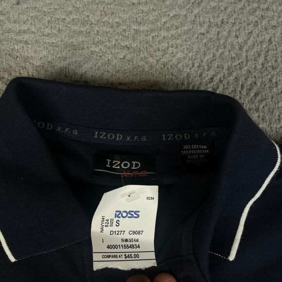 IZOD Polo Shirt Mens Small Blue White Performance XFG Golf - Picture 4 of 9